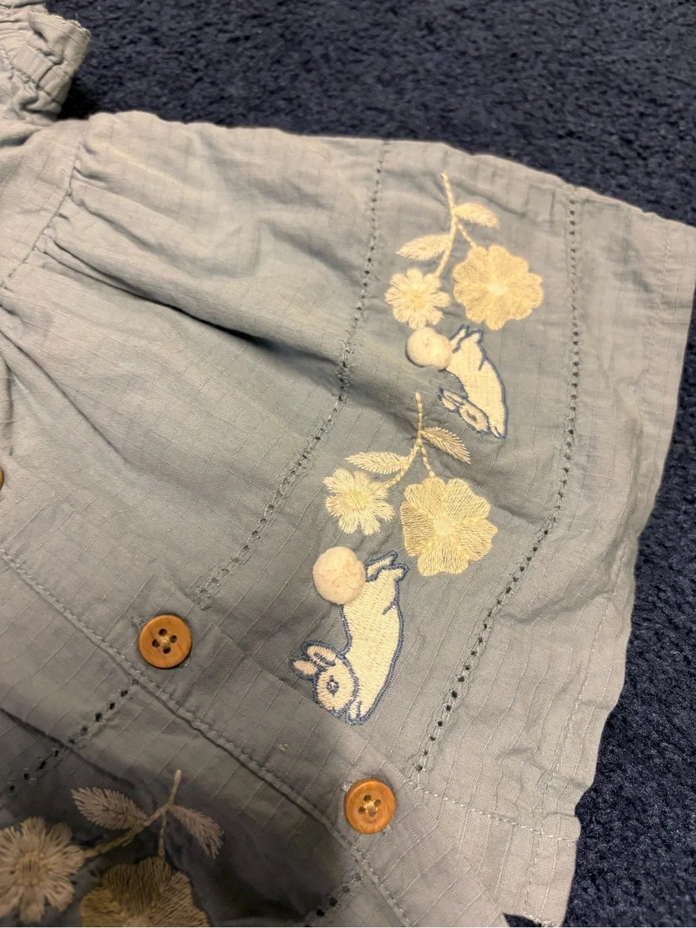 M&S Beatrix Potter Light Blue Embroidered Button-Front Dress